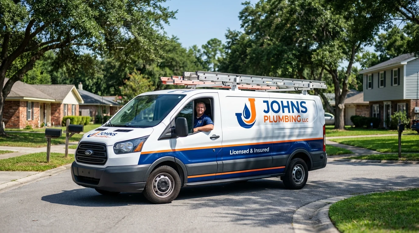Johns Plumbing LLC service van in Pennsboro, WV