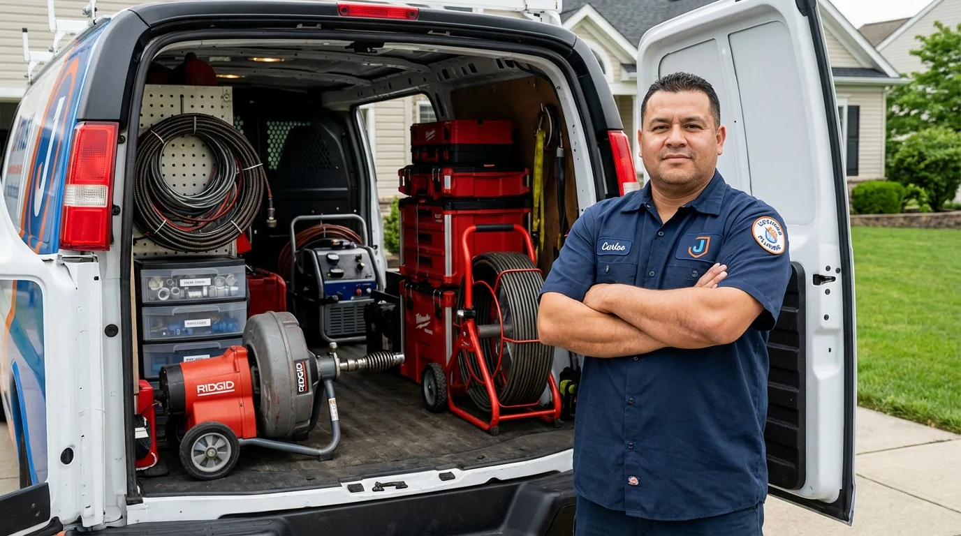 Professional drain cleaning equipment and Johns Plumbing LLC plumber in Pennsboro