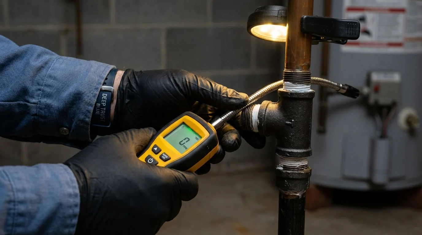 Gas leak detection with electronic sniffer by Johns Plumbing LLC in Pennsboro