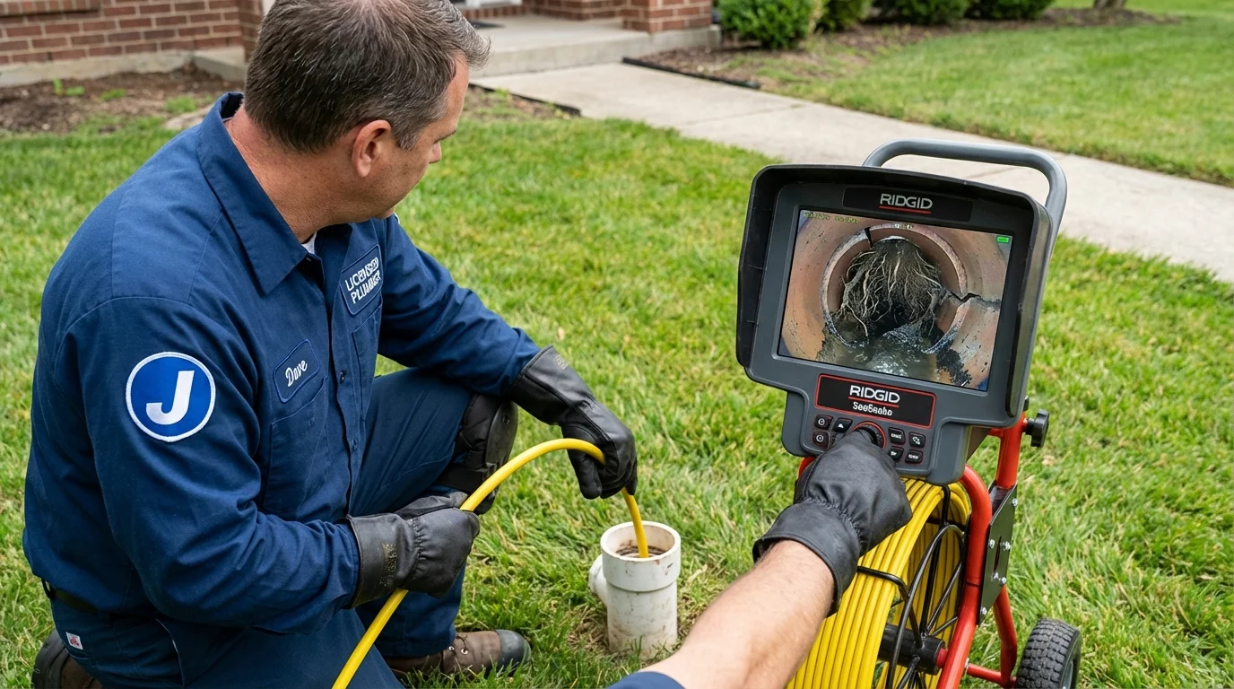 Sewer camera inspection being performed by Johns Plumbing LLC in Pennsboro
